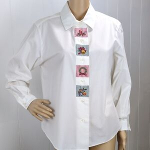 Embroidered Christmas Button Up Medium